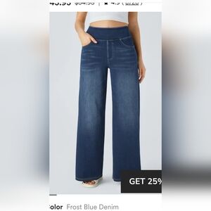 Halara Flex™ High Waisted Multiple Pockets Wide Leg Frost Blue XL Petite.  NWT